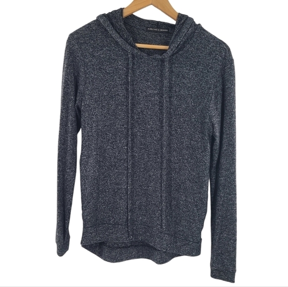 HARLOWE & GRAHAM Size XS  Dark Gray Space Dye Hoodie Rayon Knit Sweatshirt - Picture 3 of 9